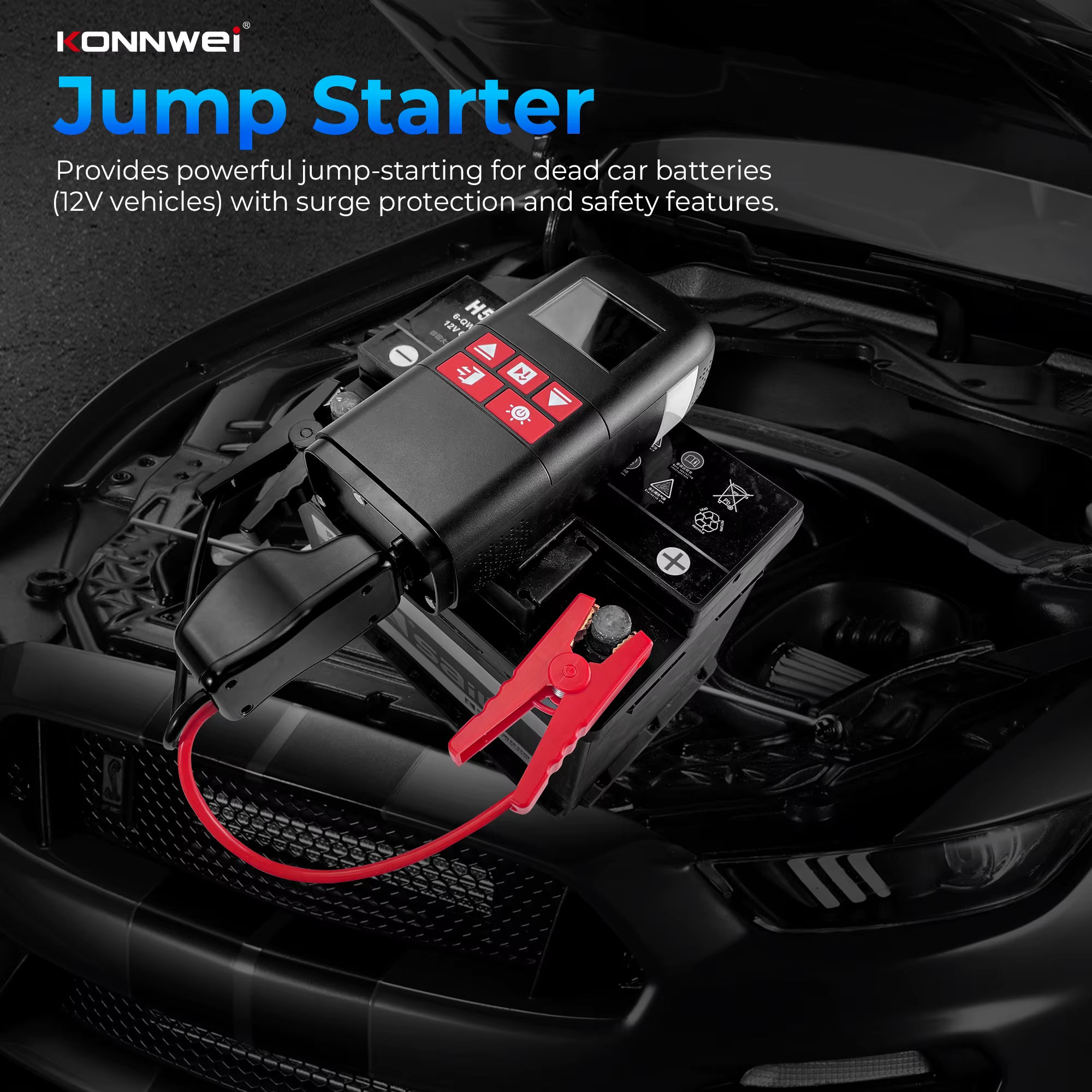 KONNWEI SA500 2000A 12V – startbooster med kompressor + powerbank