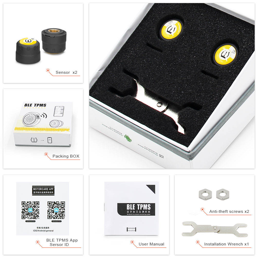 Universal Tyre Pressure Monitoring System BT4.0 för Motorcyklar