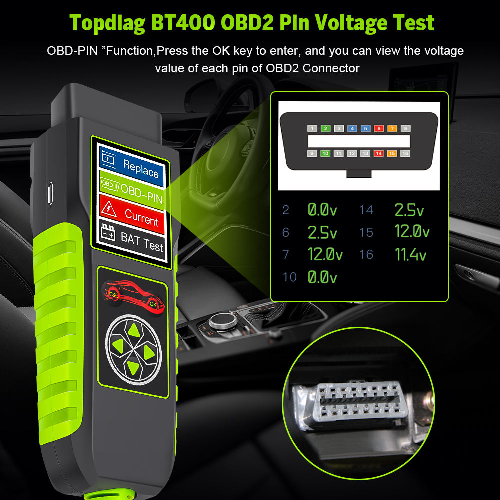 Topdiag BT400 Bilbatteritestare – 4-i-1 Diagnostikverktyg