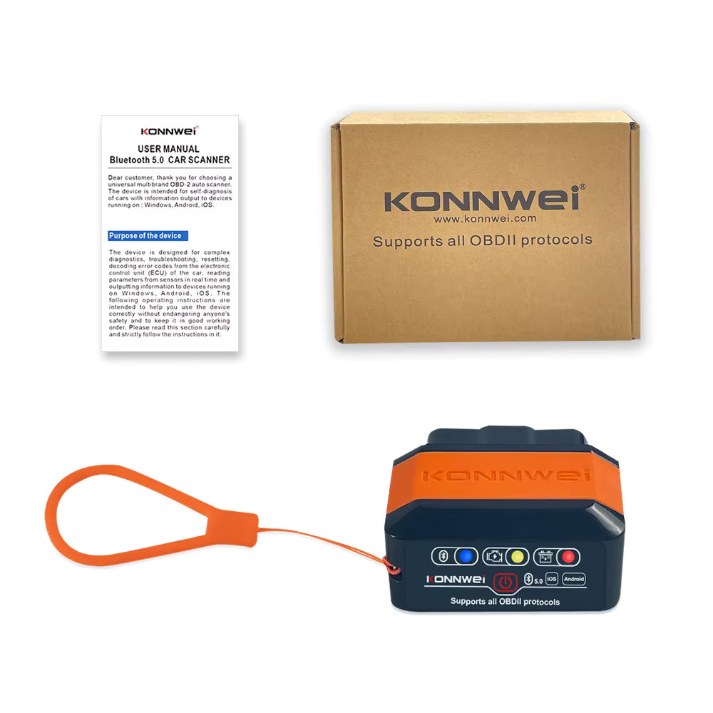 Original Konnwei KW905 OBD2 Bilscanner – ELM327 V1.5 med Bluetooth 5.0