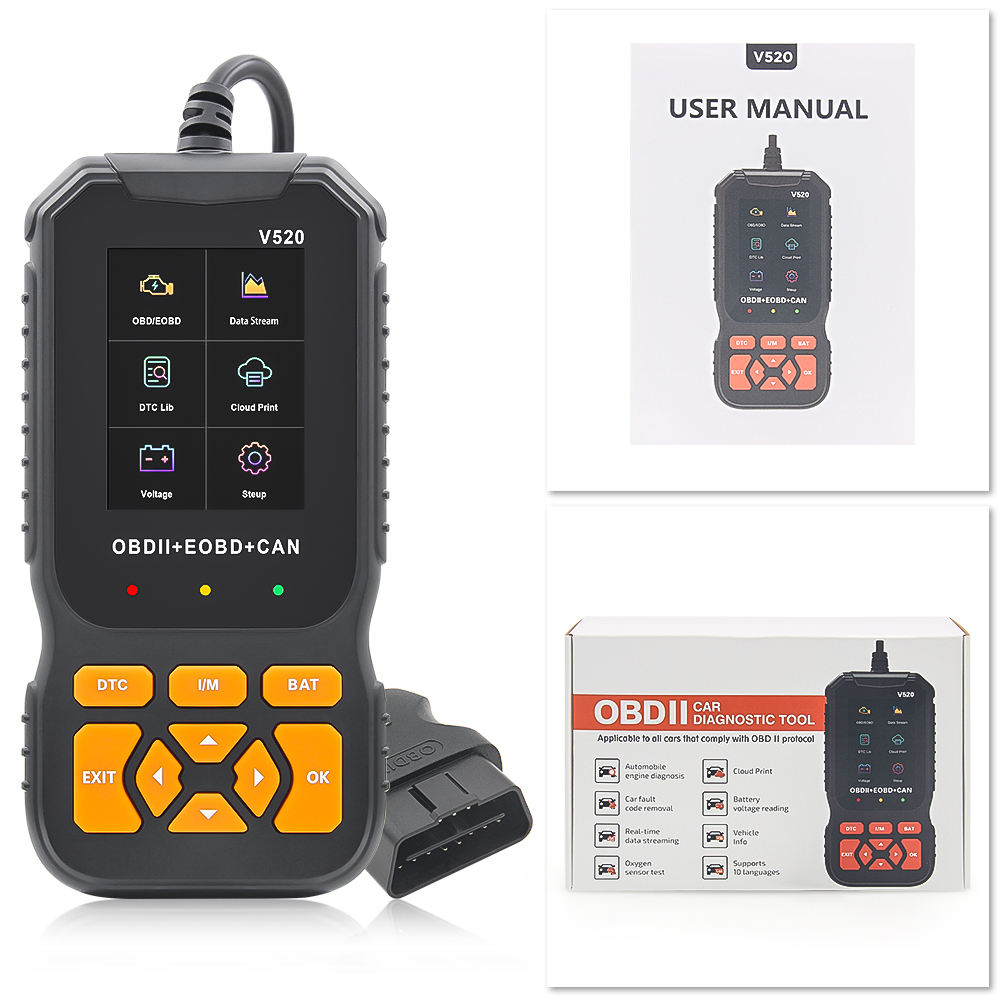 OBD2 Full Function V520 Bil Diagnostikverktyg med Syresensorstest