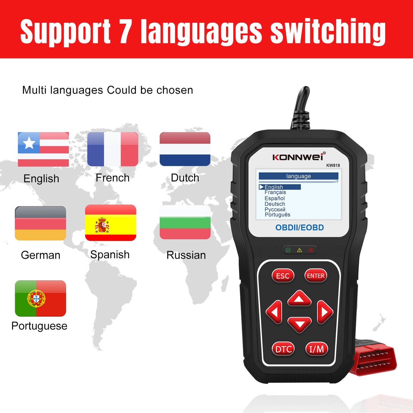 Konnwei KW818 Universell OBD2 Scanner för Bildiagnos