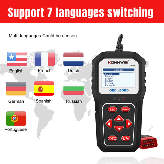 Konnwei KW818 Universell OBD2 Scanner för Bildiagnos