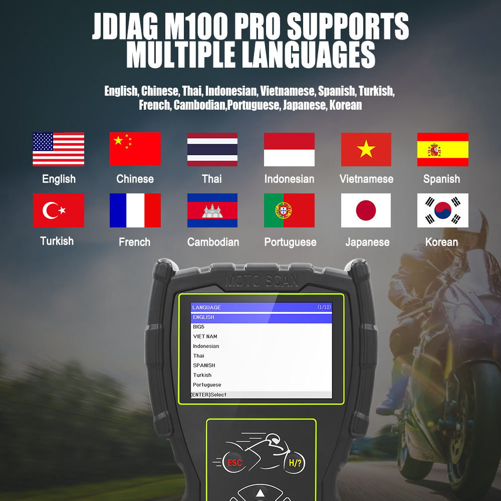 JDiag M100 Pro Universell Motorcykel OBD2 Diagnostik Scanner