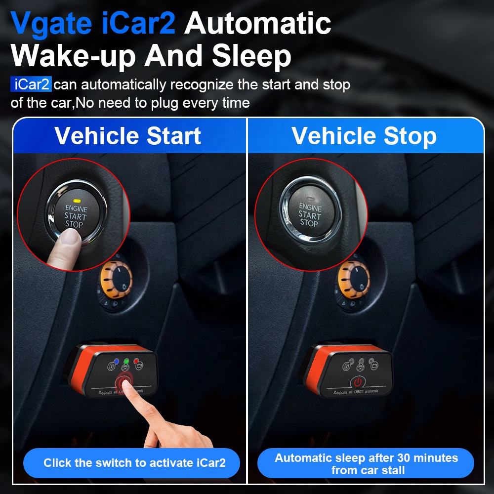 Vgate iCar2 Bluetooth OBD2 Code Reader – Stödjer alla OBDII-protokoll