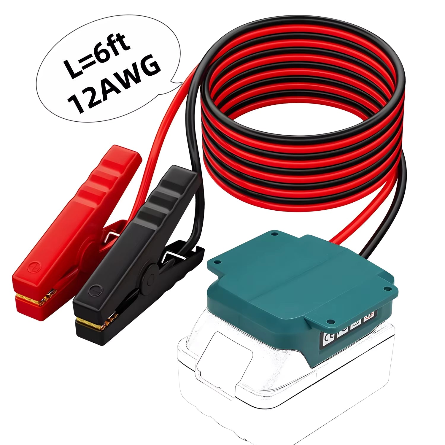 18V startkablar med “smart” klämmor (Milwaukee/Makita/Dewalt-interface)