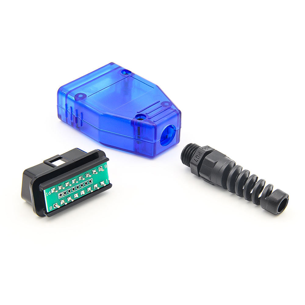 OBD2 16PIN Manlig Adapter - Blå 12V Kabelanslutning