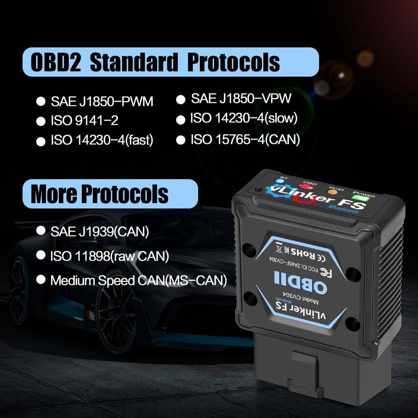 Vgate vLinker FS BT OBD-II Adapter MS-CAN
