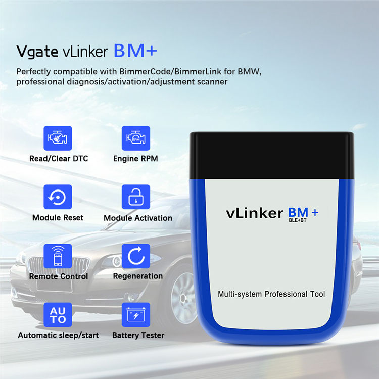 Vgate VLinker BM+ Trådlös BT4.0 OBD2 Kodläsare för Android iOS