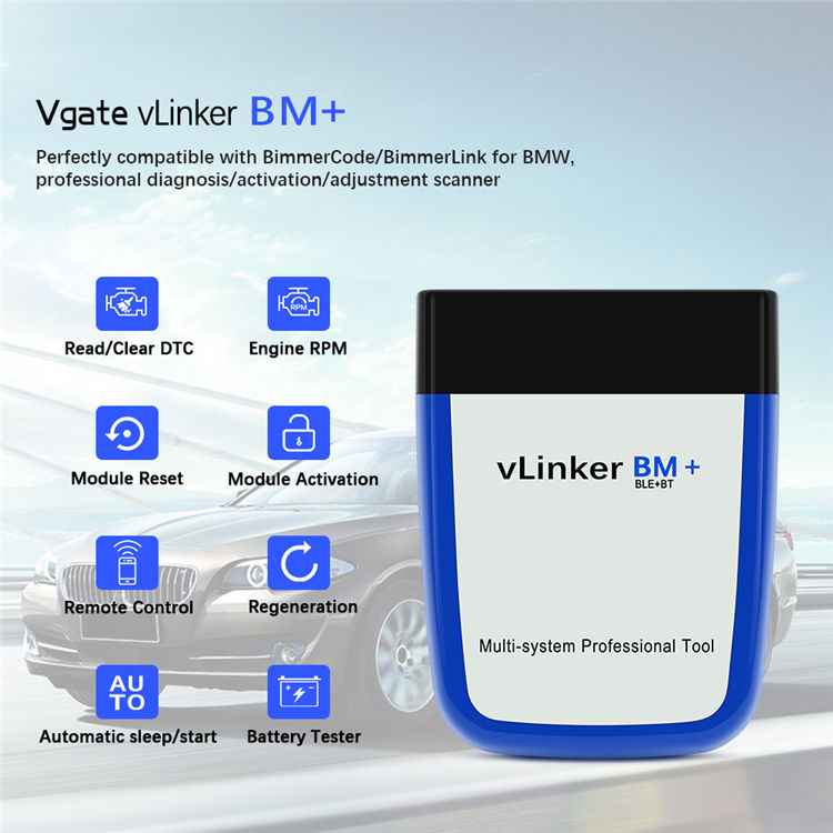 Vgate VLinker BM+ Trådlös BT4.0 OBD2 Kodläsare för Android iOS