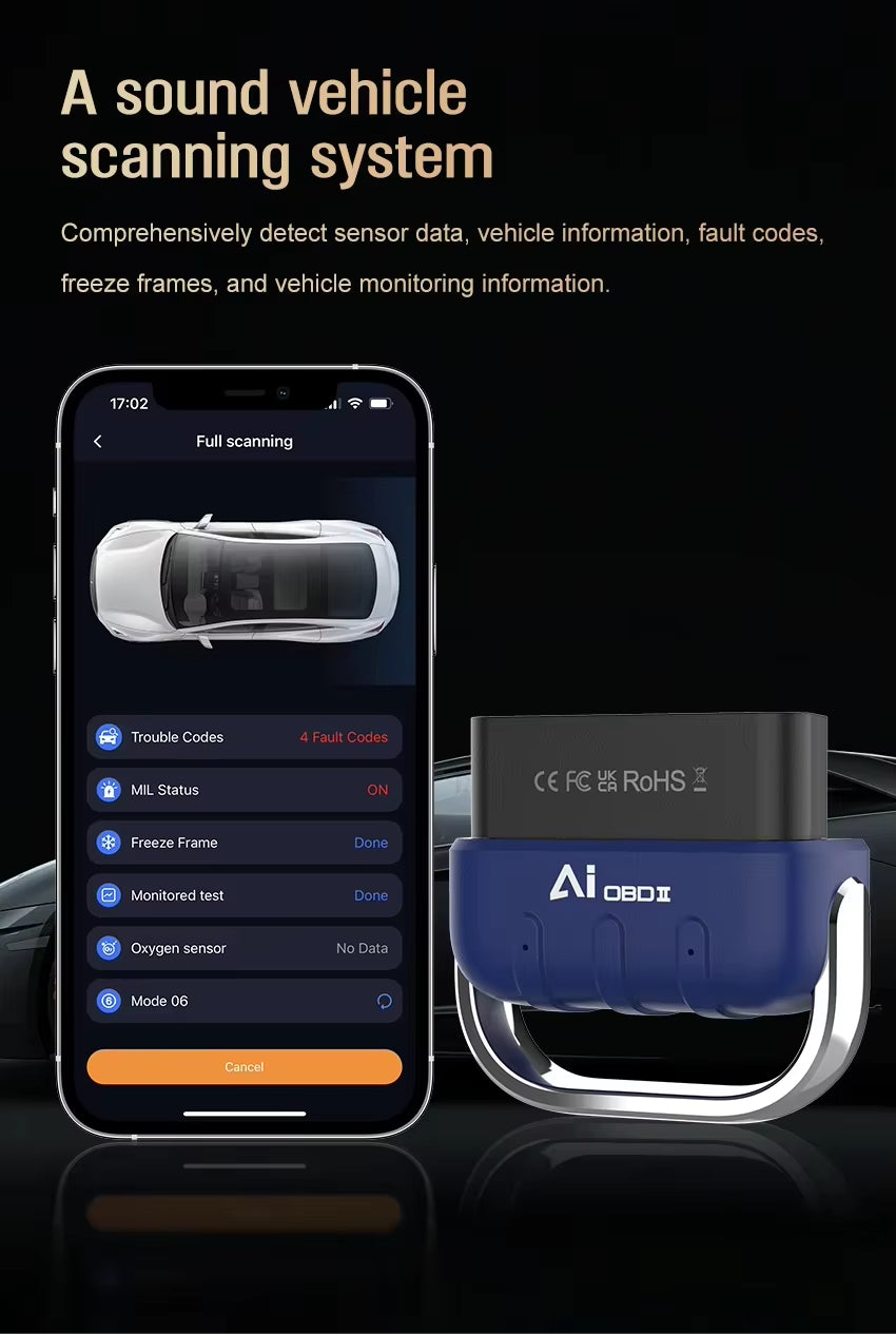 ELM327 OBD2-kodläsare DA200 med AI-intelligent diagnostik och 25k80-chip