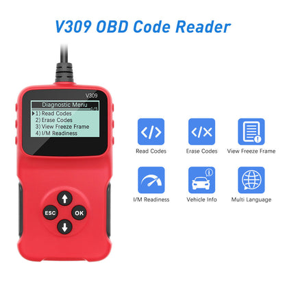 Universal V309 OBDII Scanner - Bilkodläsare och Diagnostikverktyg