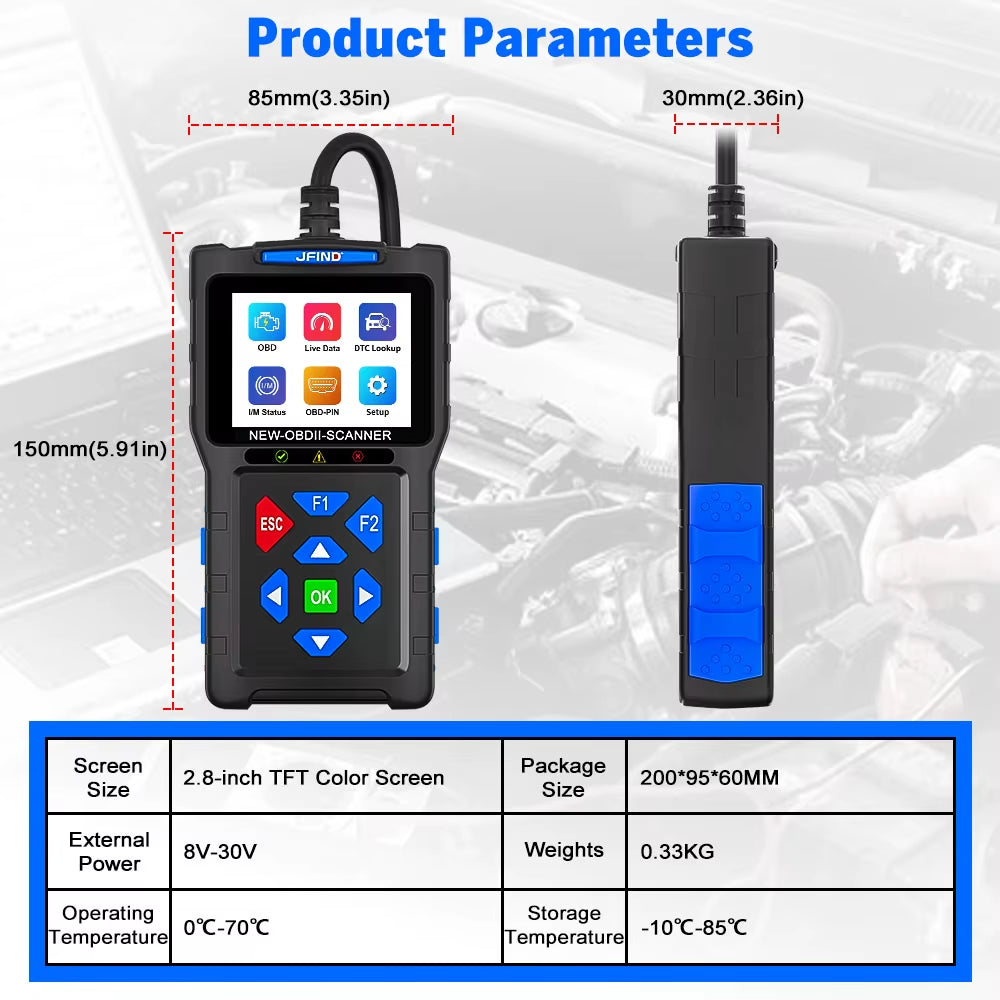 Felkodsläsare - JFIND JF700 PRO OBD2 Diagnosverktyg