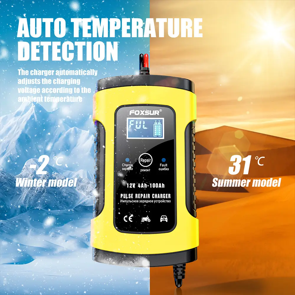 Mini Portable LCD 12V Bilbatteriladdare 12V 5A
