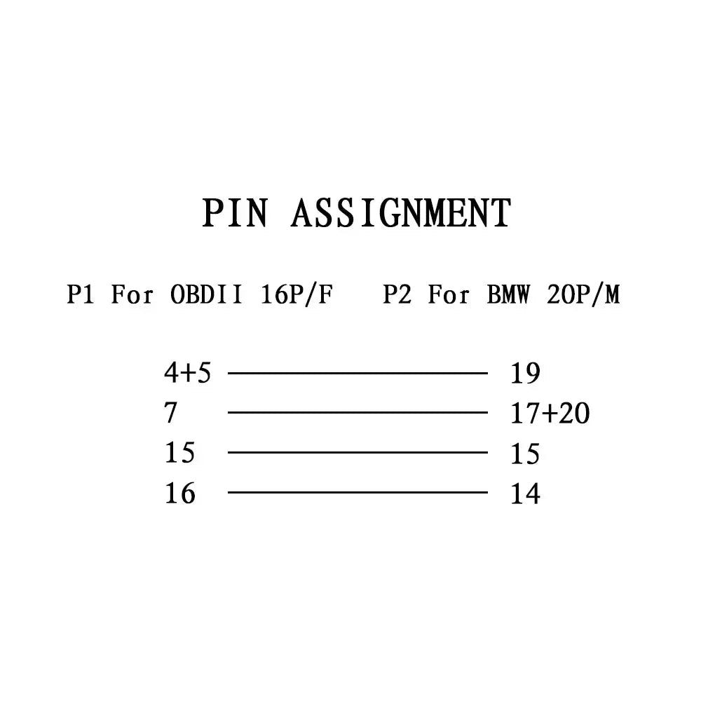 Adapterkabel - BMW 20 - pin male till OBD2 - Felkodsläsare