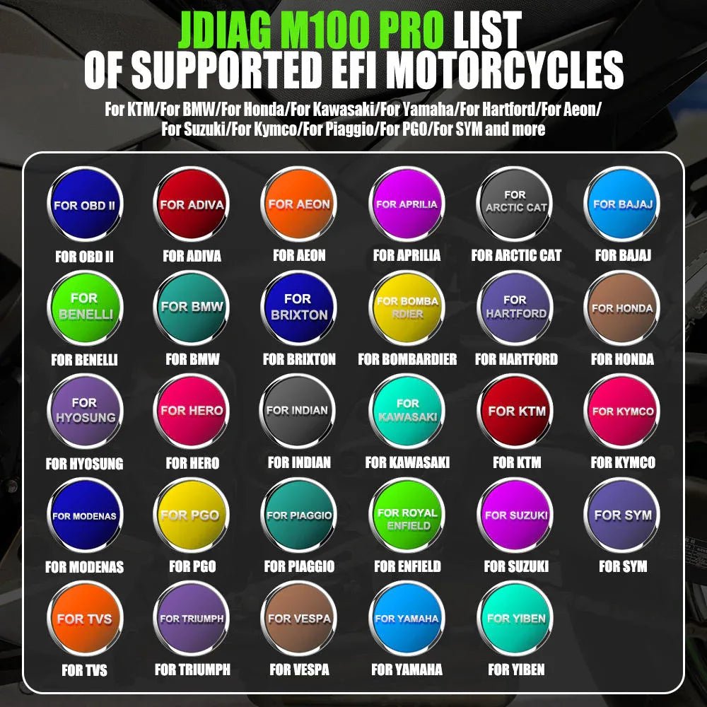 JDiag M100 Pro Universell Motorcykel OBD2 Diagnostik Scanner - JDiag