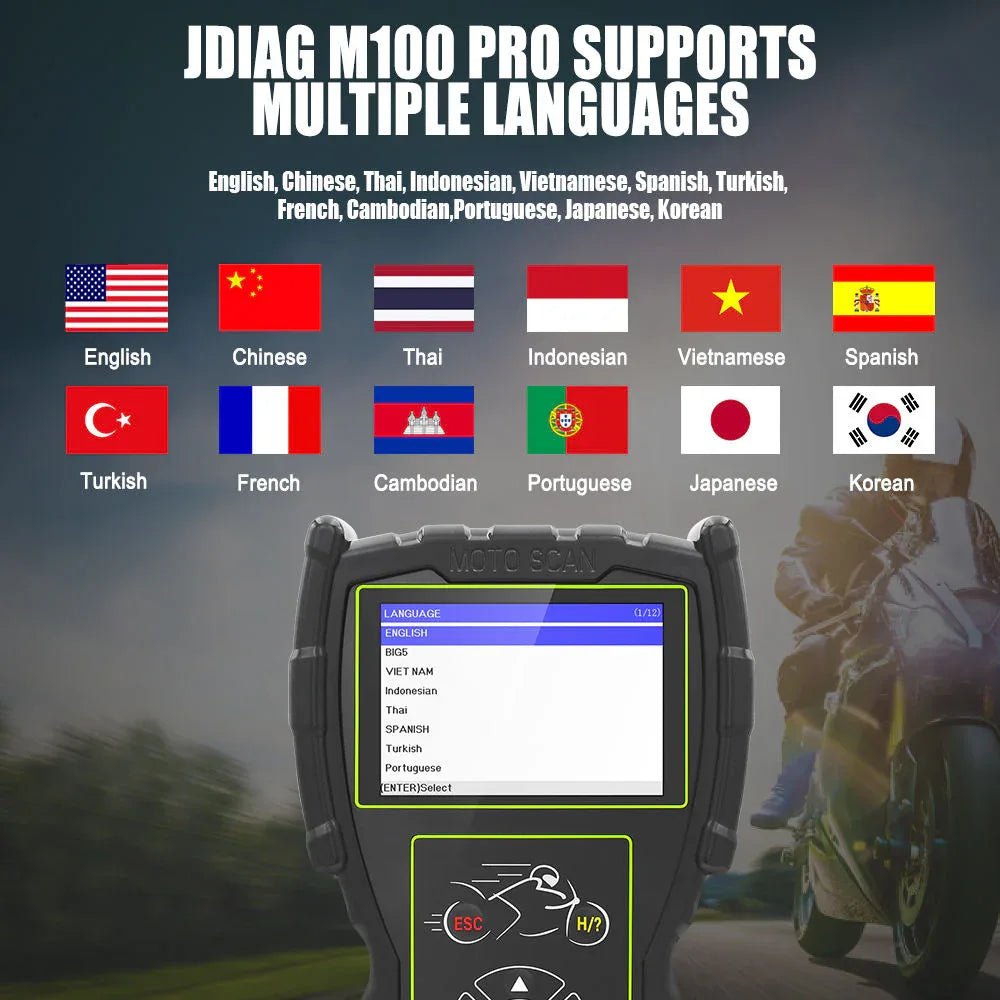 JDiag M100 Pro Universell Motorcykel OBD2 Diagnostik Scanner - JDiag