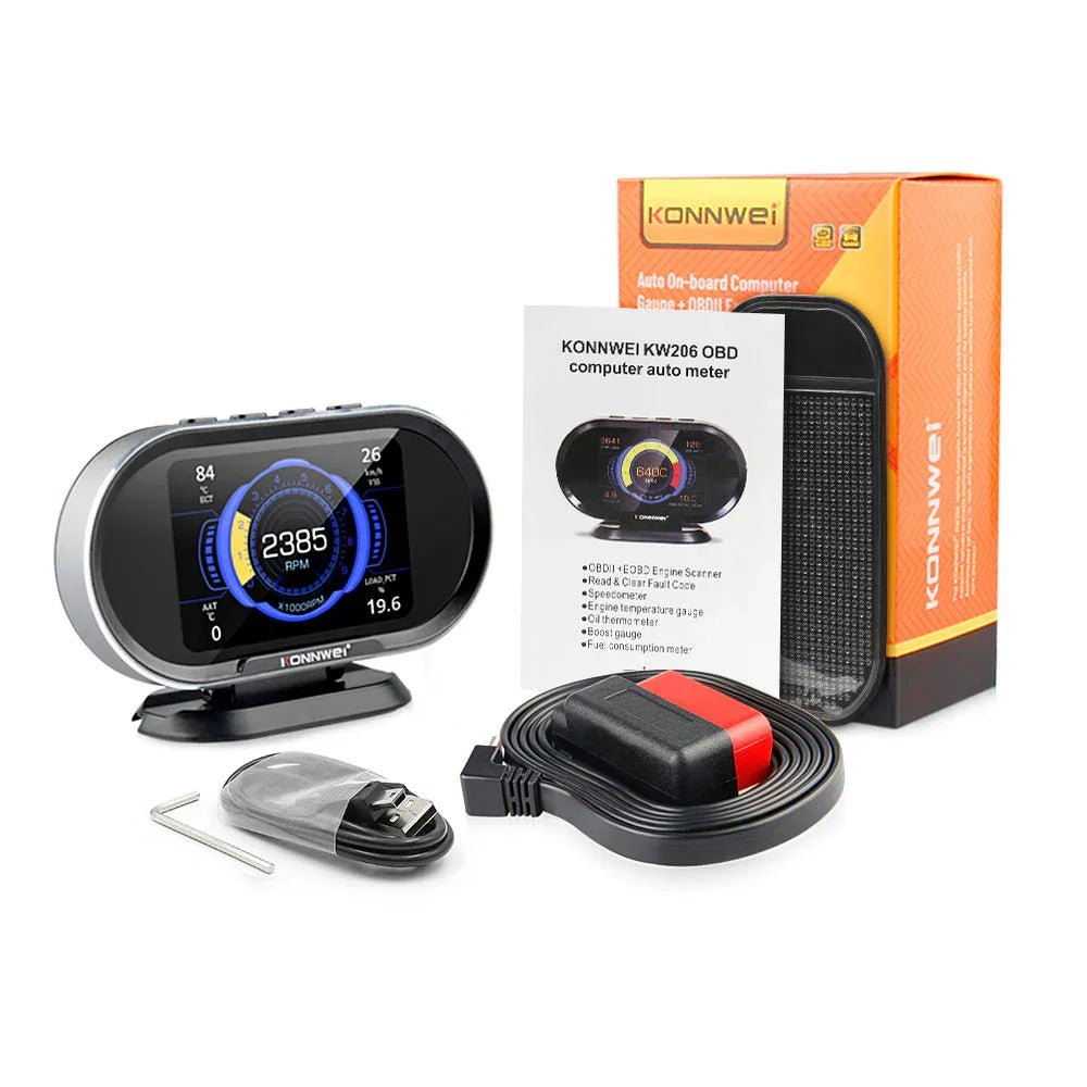 KONNWEI KW206 – HUD Auto Gauge + OBD2 Scanner med smarta varningar - Konnwei