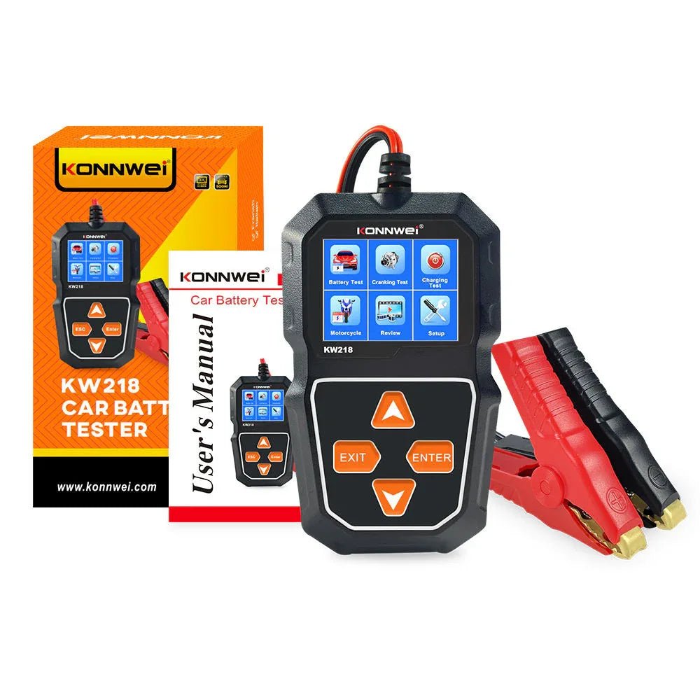 KONNWEI KW218 – Multifunktionell 6V/12V batteritestare för AGM, GEL, EFB och blysyra (bil & MC) - Konnwei