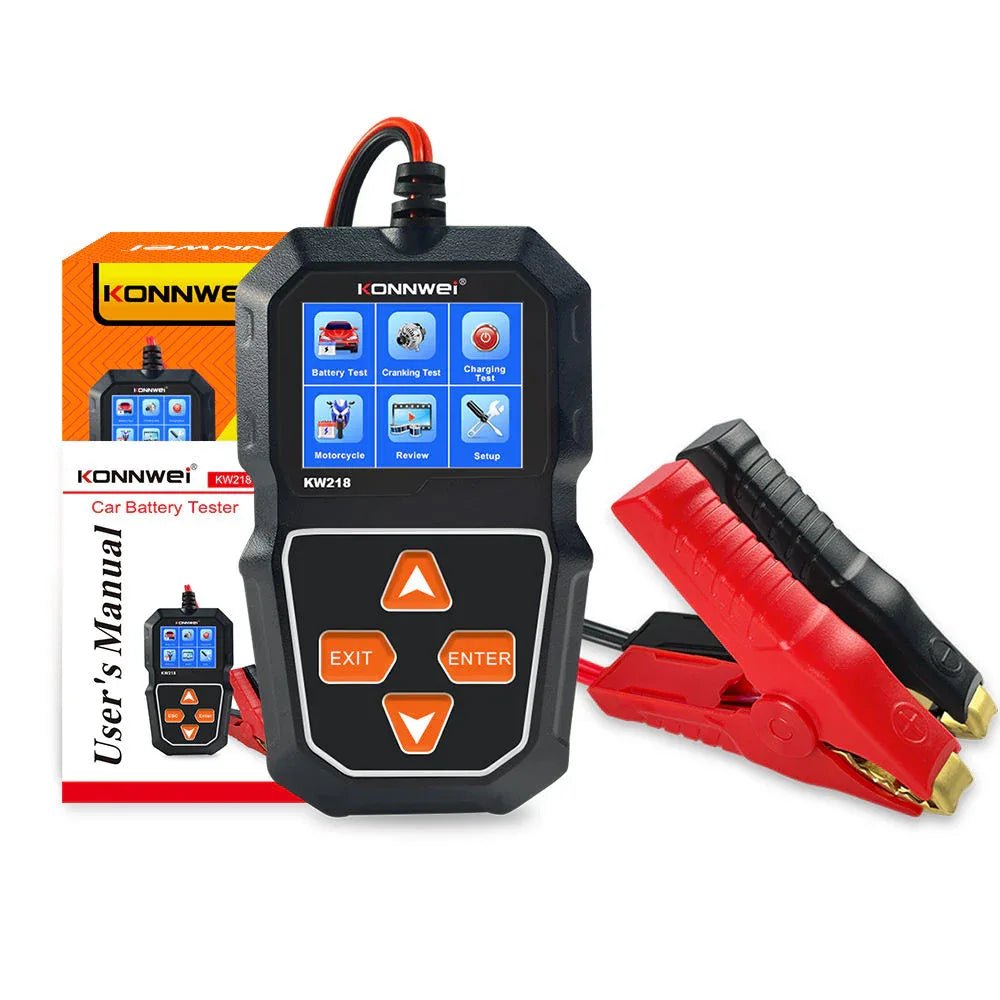 KONNWEI KW218 – Multifunktionell 6V/12V batteritestare för AGM, GEL, EFB och blysyra (bil & MC) - Konnwei