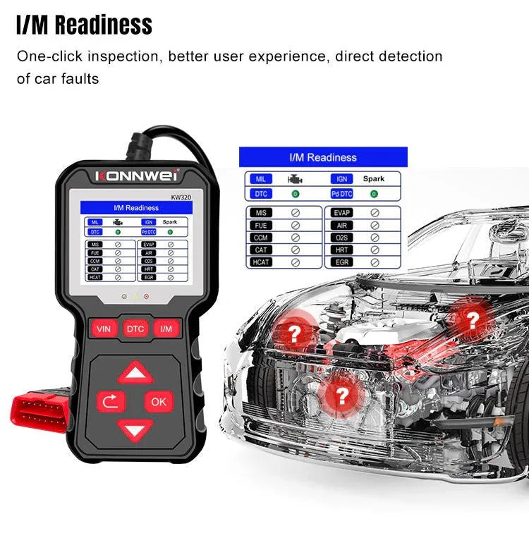 KONNWEI KW320 – OEM OBD2 - diagnos med färgskärm, Smog Check, DTC & VIN - Konnwei