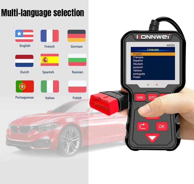 KONNWEI KW320 – OEM OBD2 - diagnos med färgskärm, Smog Check, DTC & VIN - Konnwei