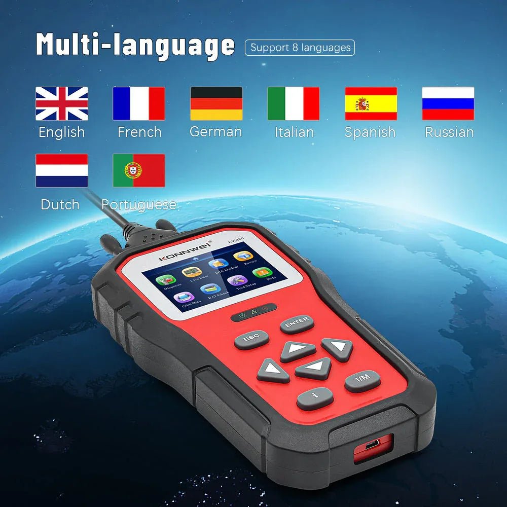 KONNWEI KW860 OBD2 Felkodsläsare – Auto Scanner & Code Reader - Konnwei