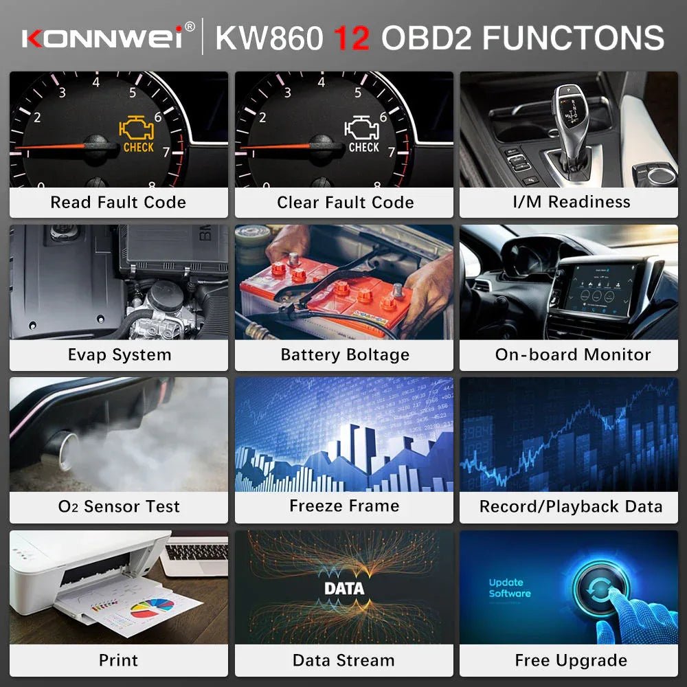 KONNWEI KW860 OBD2 Felkodsläsare – Auto Scanner & Code Reader - Konnwei