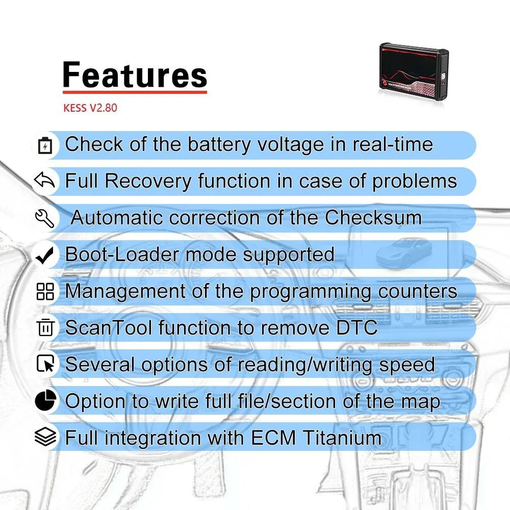 Original Red Board Kess V5.017 OBD2 ECU Chip Tuning Tool - Felkodsläsare