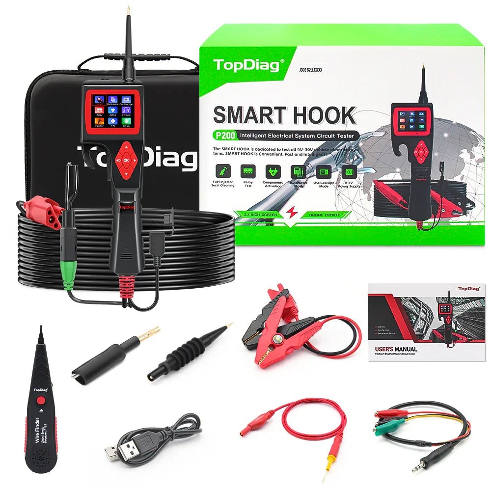 Topdiag P200 – Smart kretsprovare / Power Probe - testare med oscilloskop & batteritest (9–30V, 2,4″ TFT) - Felkodsläsare