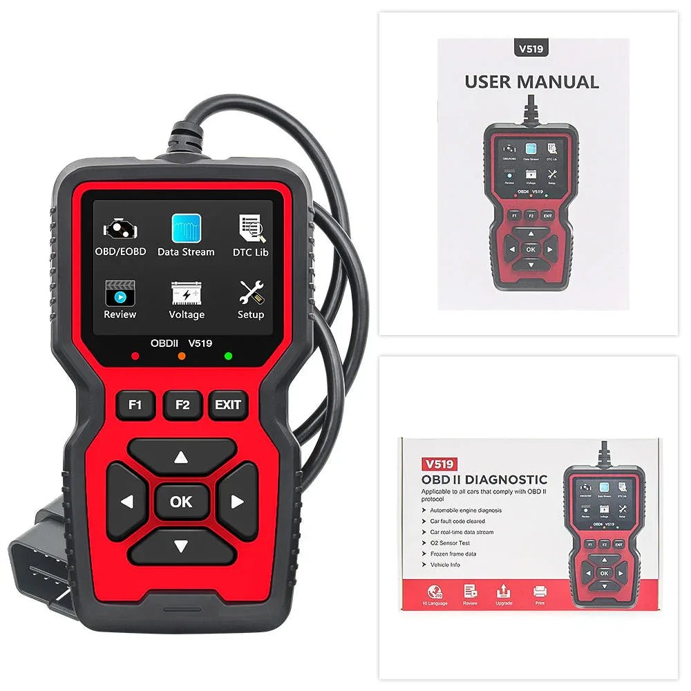V519 OBD2 Multiverktyg – Motorfelsläsare med Mode 6 & Mode 8 - Felkodsläsare