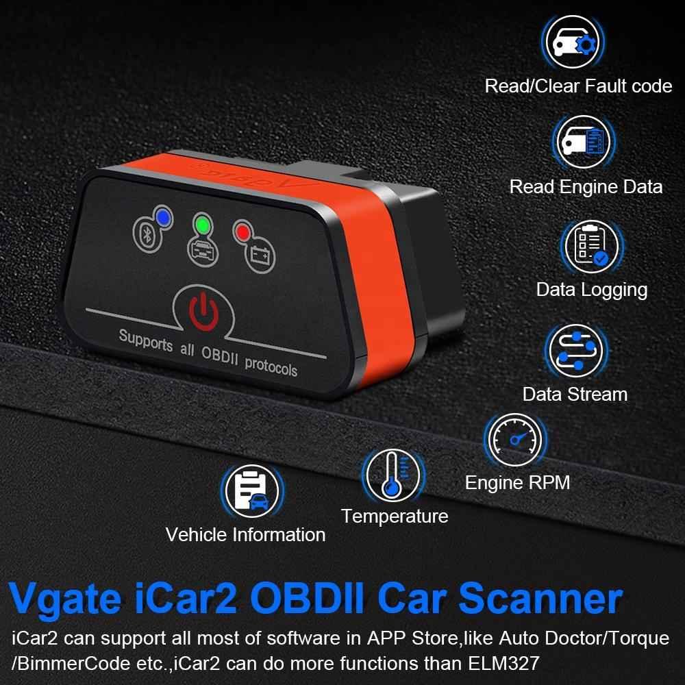 Vgate iCar2 Bluetooth OBD2 Code Reader – Stödjer alla OBDII - protokoll - Vgate